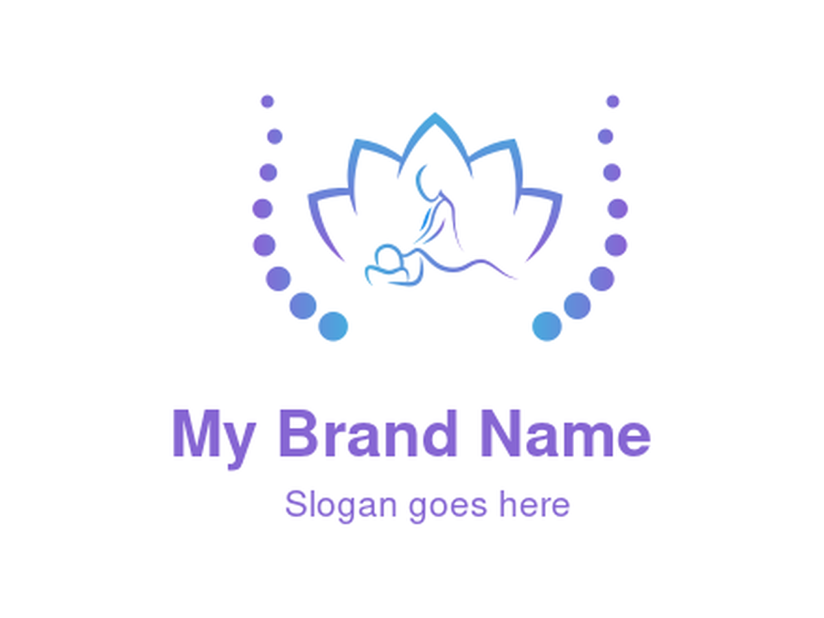 Serene Blue Lotus Flower with Mother and Child Symbol Logo Design for Holistic Wellness and Maternal Care Branding